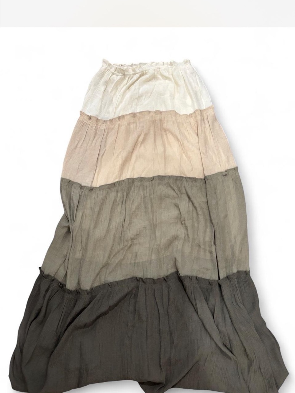 Tiered Neutral Maxi Skirt - Cream, Tan & Olive